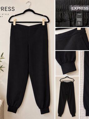 Express Black Pull-On Jogger Pants XS Tapered Ankle Ribbed Cuff